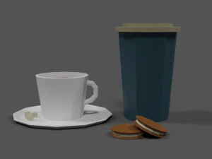 low poly cartoon coffee scene 3D Model