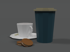 low poly cartoon coffee scene Model 3D