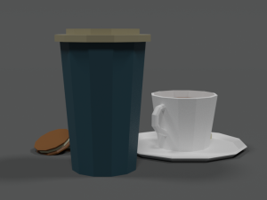 low poly cartoon coffee scene Model 3D