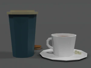 low poly cartoon coffee scene 3D Model