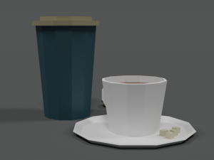 low poly cartoon coffee scene Model 3D