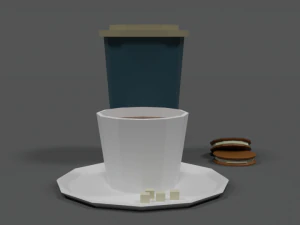 low poly cartoon coffee scene 3D Model