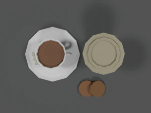 low poly cartoon coffee scene 3D Model
