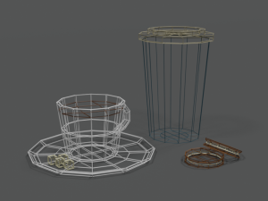 low poly cartoon coffee scene Model 3D