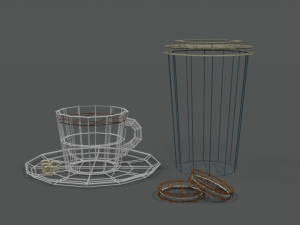 low poly cartoon coffee scene Model 3D
