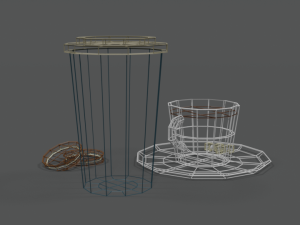 low poly cartoon coffee scene Model 3D
