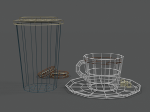 low poly cartoon coffee scene Model 3D