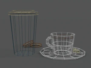 low poly cartoon coffee scene 3D Model