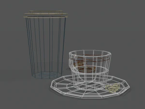 low poly cartoon coffee scene 3D Model