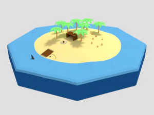 escena de isla de dibujos animados de baja poli Modelo 3D