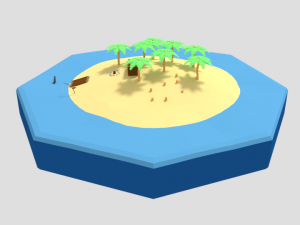 low poly cartoon island scene Modèle 3D