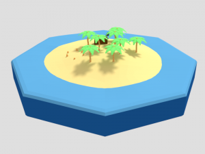 low poly cartoon island scene Modèle 3D