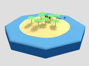 low poly cartoon island scene Modèle 3D