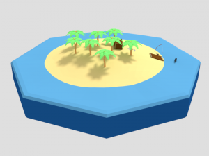 low poly cartoon island scene Modèle 3D
