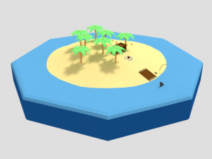 low poly cartoon island scene Modèle 3D