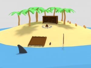 low poly cartoon island scene Modèle 3D