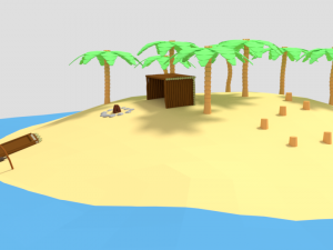 low poly cartoon island scene Modèle 3D