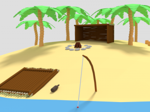 low poly cartoon island scene Modèle 3D
