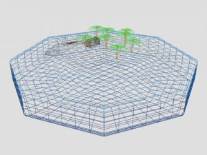 low poly cartoon island scene Modèle 3D