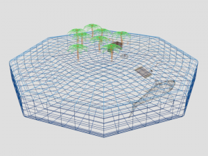 low poly cartoon island scene Modèle 3D
