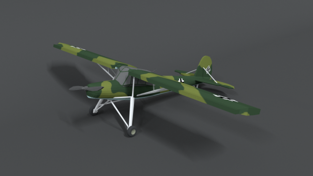 low poly cartoon fieseler fi 156 storch wwii airplane Model 3D .c4d .max .obj .3ds .fbx .stl .blend 