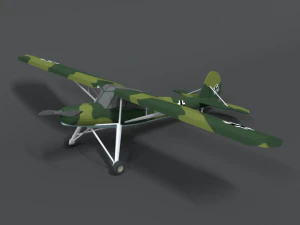 लो पॉली कार्टून फिसेलर फाई 156 स्टॉर्च द्वितीय विश्व युद्ध का हवाई जहाज 3D मॉडल