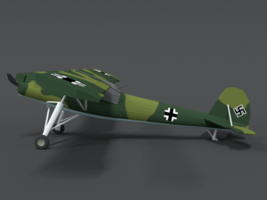 low poly cartoon fieseler fi 156 storch wwii airplane Model 3D