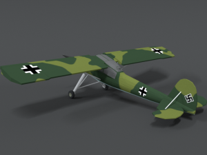 low poly cartoon fieseler fi 156 storch wwii airplane Model 3D