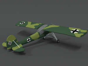 low poly cartoon fieseler fi 156 storch wwii airplane Model 3D