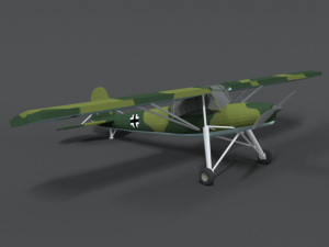 low poly cartoon fieseler fi 156 storch wwii airplane Model 3D