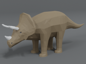 low poly cartoon triceratops dinosaur 3D Model