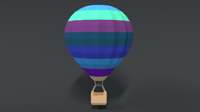 low poly cartoon hot air balloon 3D Модель .c4d .max .obj .3ds .fbx .stl .blend 