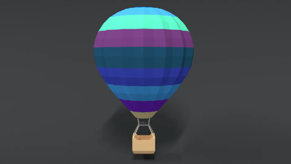 low poly cartoon hot air balloon 3D Model .c4d .max .obj .3ds .fbx .stl .blend 
