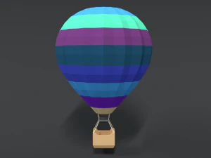 bal&atilde;o de ar quente dos desenhos animados de baixo poli Modelo 3D