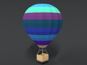 low poly cartoon hot air balloon 3D Модель