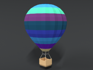 low poly cartoon hot air balloon 3D Модель