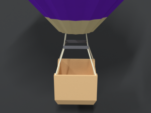 low poly cartoon hot air balloon 3D Модель