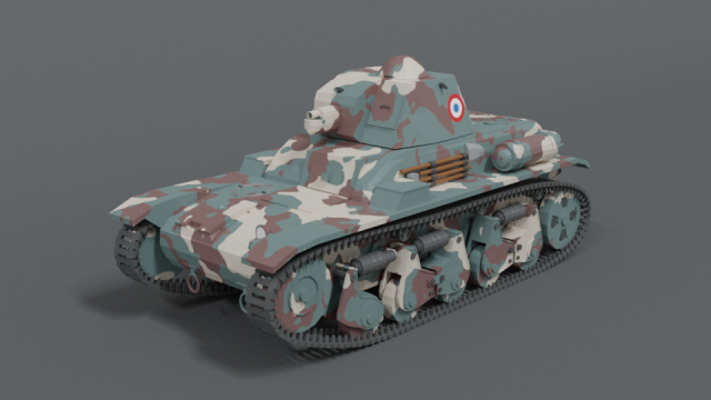 low poly cartoon renault r35 tank Model 3D .c4d .max .obj .3ds .fbx .stl .blend 