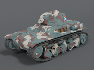 low poly cartoon renault r35 tank 3D Model