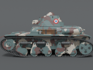low poly cartoon renault r35 tank Model 3D
