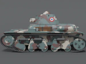 low poly cartoon renault r35 tank 3D Model