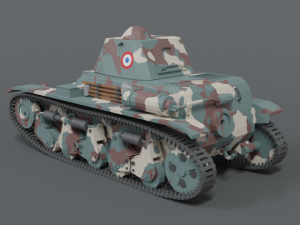 low poly cartoon renault r35 tank Model 3D