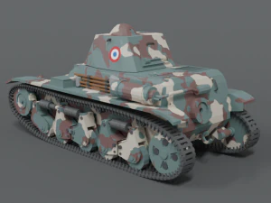 low poly cartoon renault r35 tank 3D Model