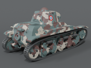 low poly cartoon renault r35 tank Model 3D