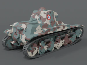 low poly cartoon renault r35 tank 3D Model