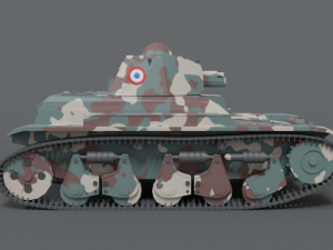 low poly cartoon renault r35 tank Model 3D