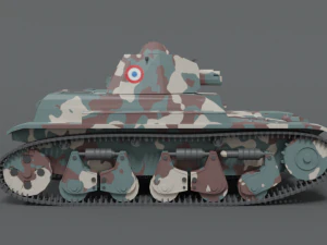 low poly cartoon renault r35 tank 3D Model
