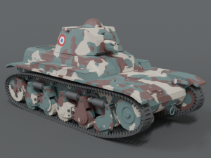 low poly cartoon renault r35 tank Model 3D