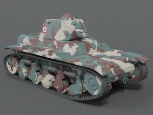 low poly cartoon renault r35 tank 3D Model