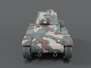 low poly cartoon renault r35 tank 3D Model